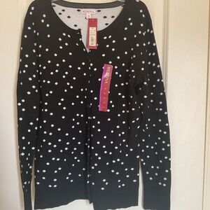 Merona Black White Polka Dot Cardigan Size XL
